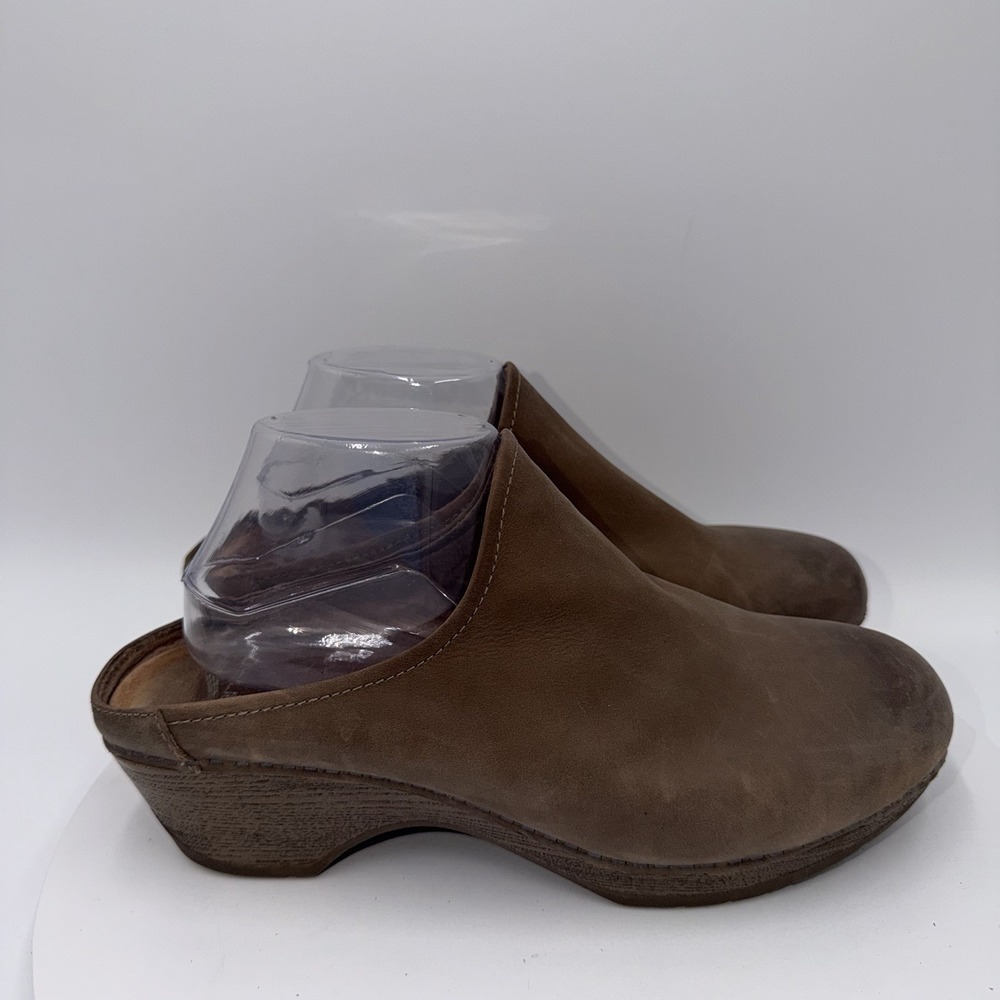Dansko Melody Slip On Taupe Burnished Calf Leather Mules Size EU 41 11-11.5 US - Picture 2 of 8
